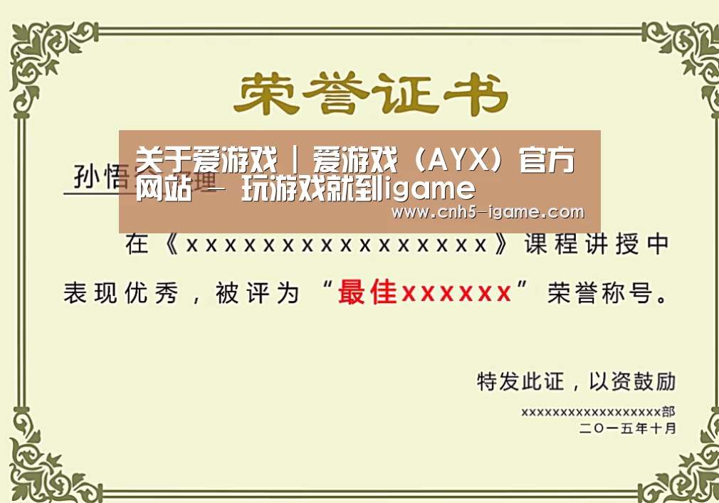 爱游戏荣誉证书二(图1)
